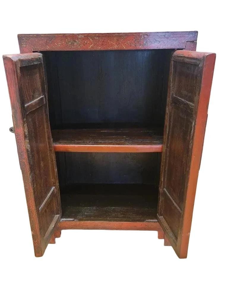 Vintage Shanxi Province Red Lacquer Chinoiserie Cabinet - 6