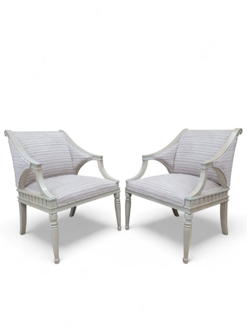 Vintage Gustavian Style Chairs by Walter E. Smithe Newly Reupholstered - Pair (1 of 8)
