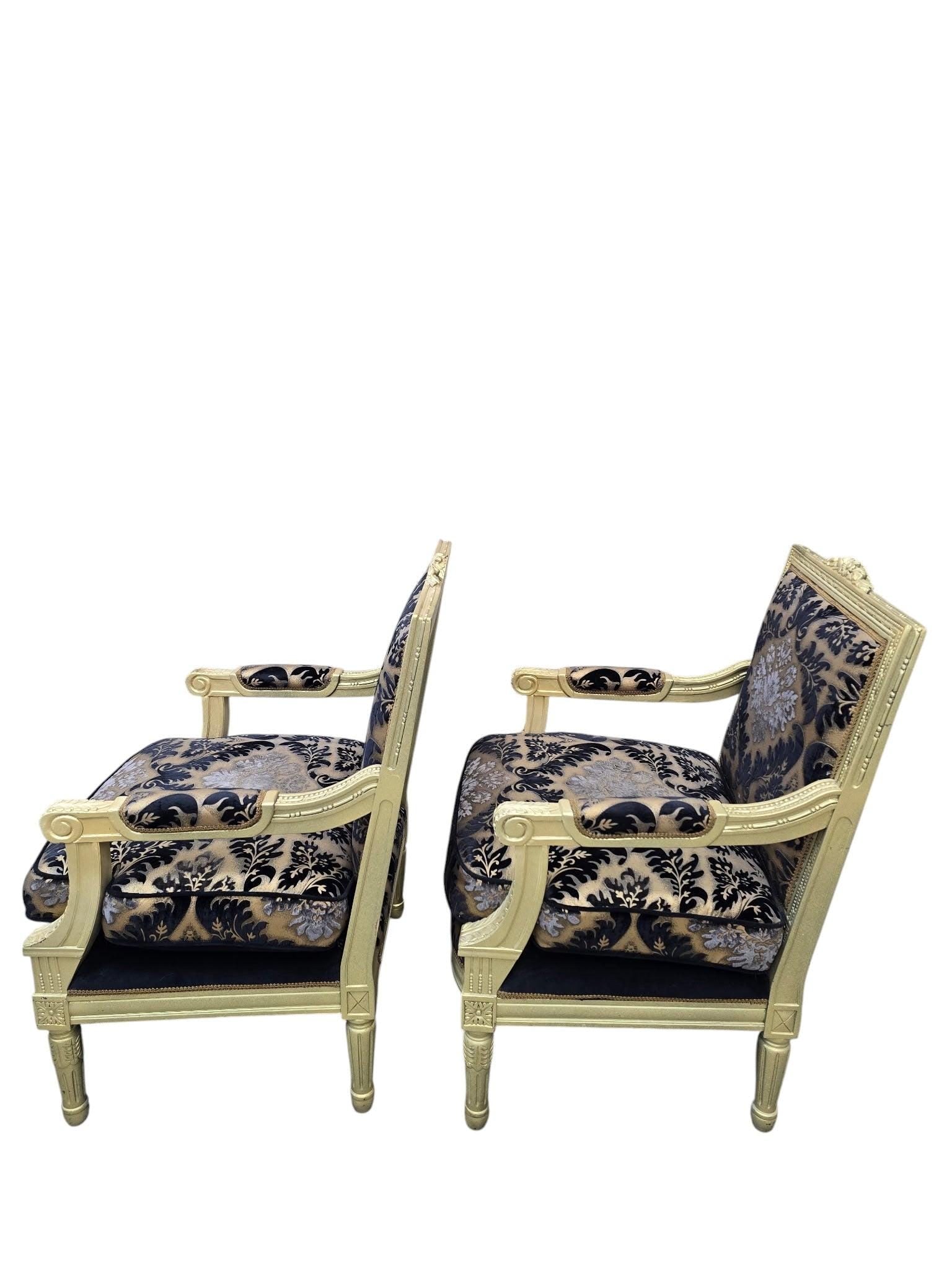 Antique Louis XVI Style Chairs Newly Reupholstered - Pair - 5