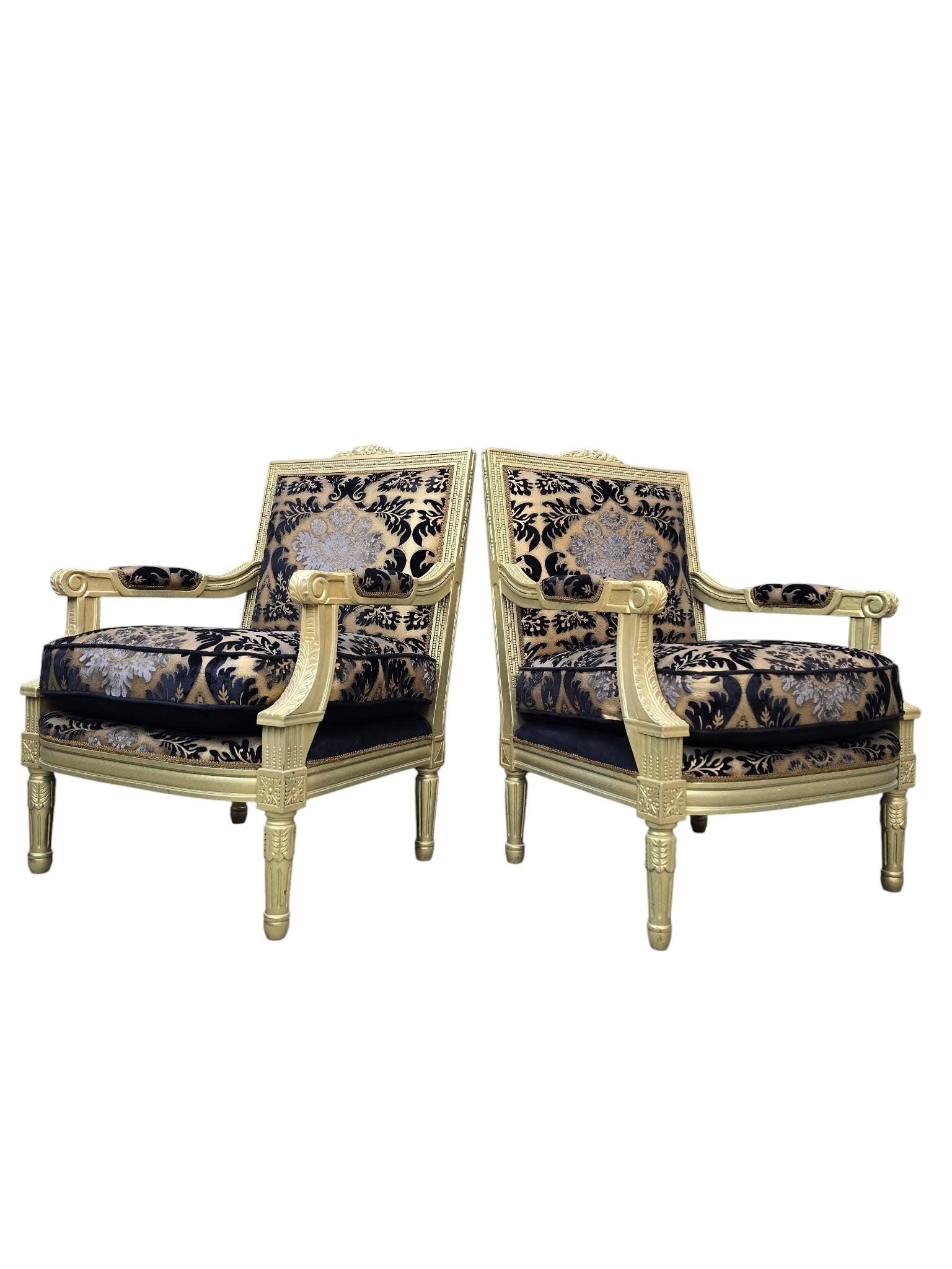 Antique Louis XVI Style Chairs Newly Reupholstered - Pair - 6