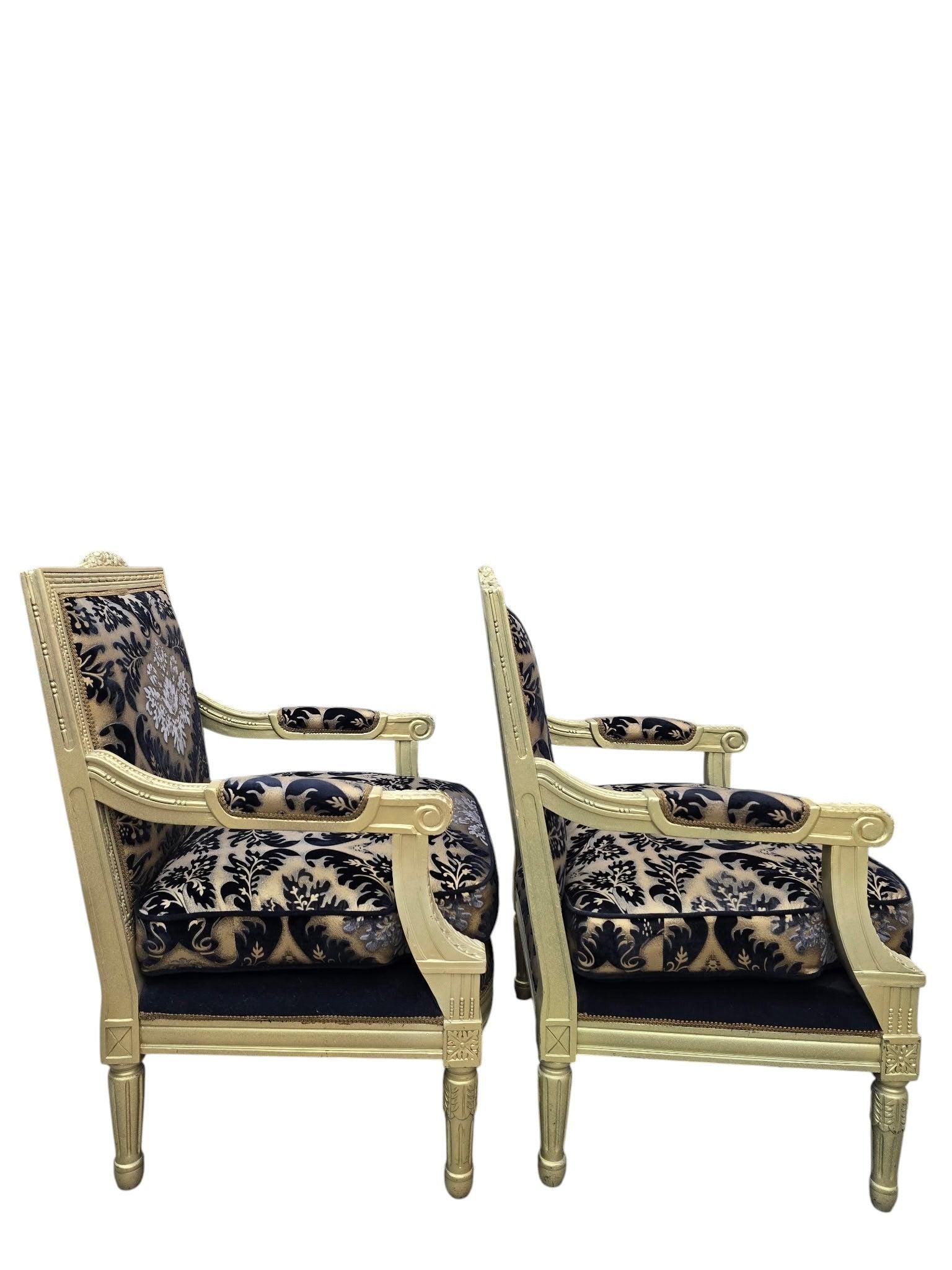 Antique Louis XVI Style Chairs Newly Reupholstered - Pair - 7
