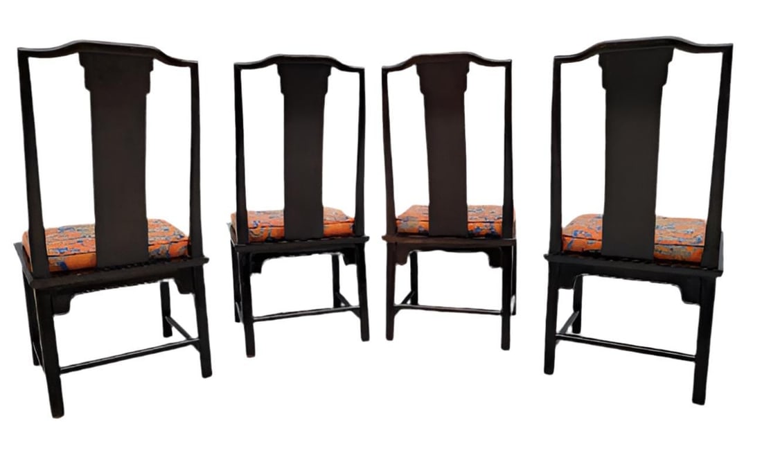 Hollywood Regency Chinoiserie Chin Hua Ebonized Dining Set by Century Furniture - 8