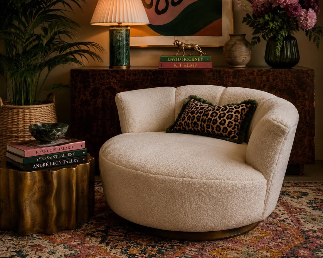 MCM Milo Baughman Style Swivel Love Lounge Newly Reupholstered - 2
