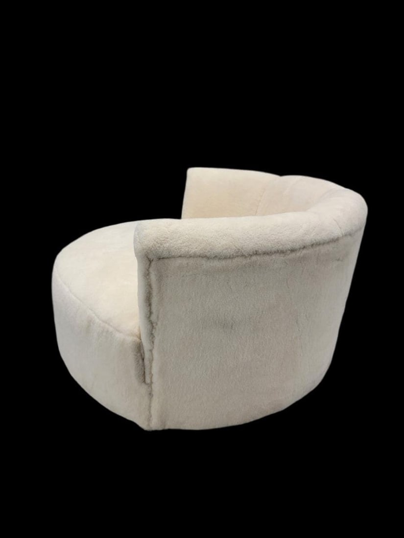 MCM Milo Baughman Style Swivel Love Lounge Newly Reupholstered - 7