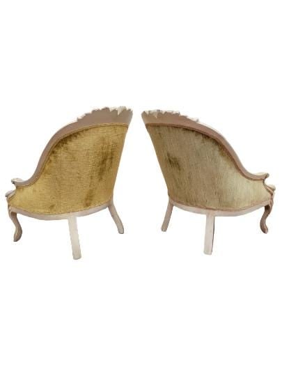 Antique Hollywood Regency Carved French Tufted Back Chairs - Pair - 6
