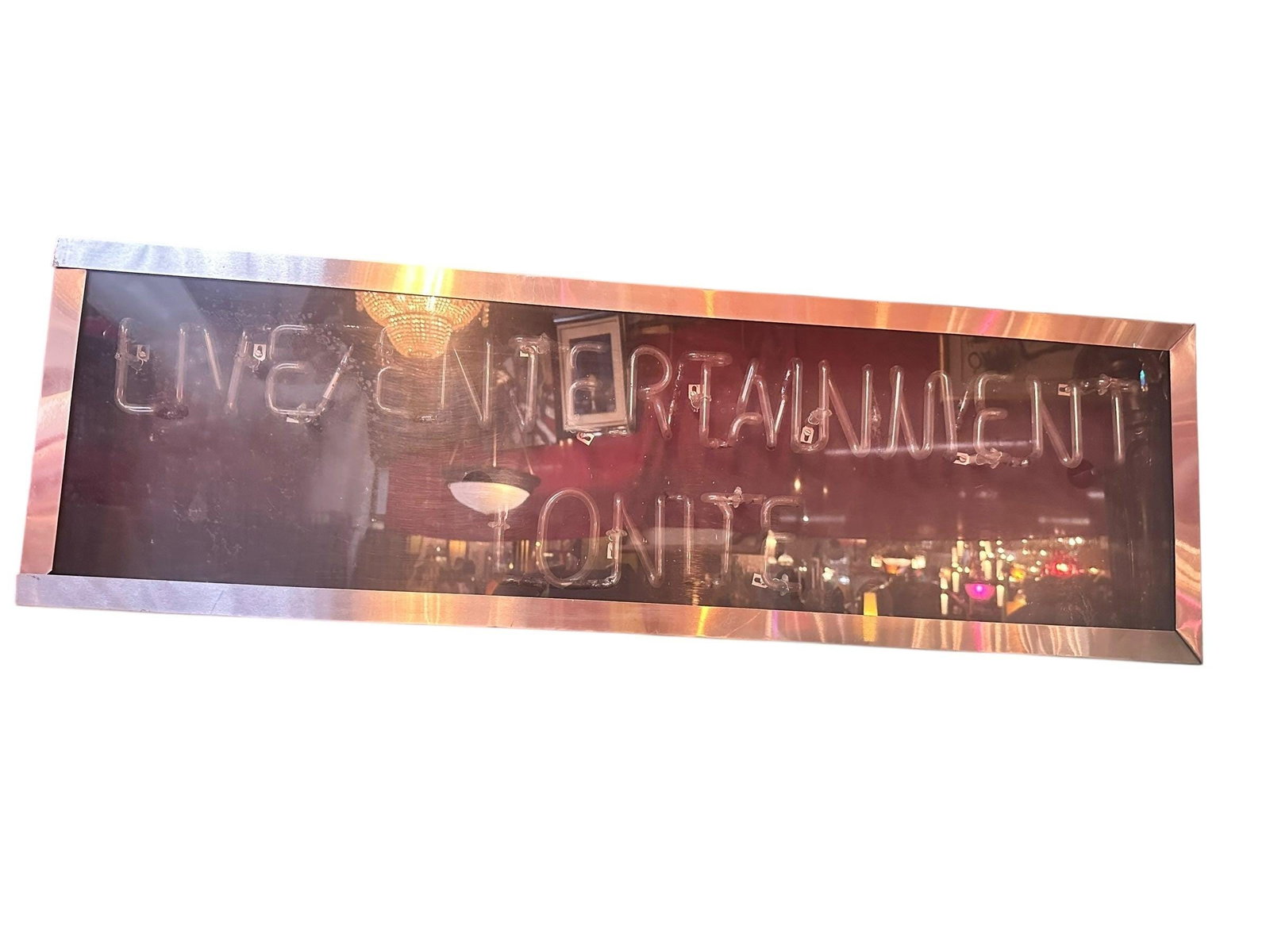 Vintage Red "Live Entertainment Tonight" Neon Sign - 3