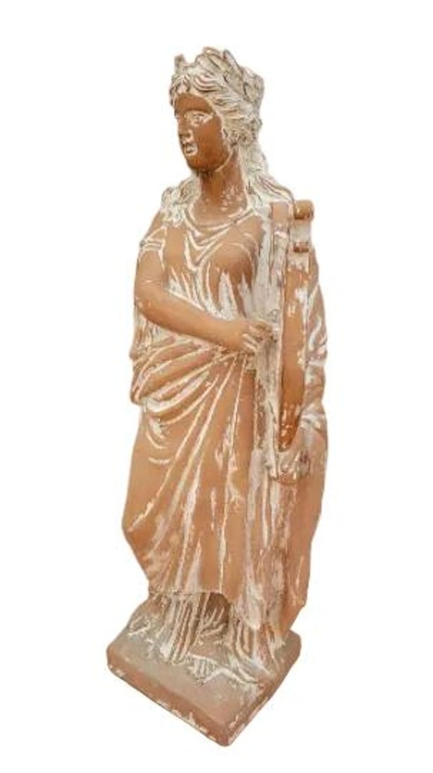 Antique Hellenistic Terra Cotta Statue of Goddess Playing The Harp (1 of 8)