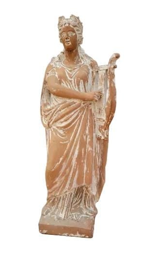 Antique Hellenistic Terra Cotta Statue of Goddess Playing The Harp - 3