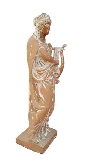 Antique Hellenistic Terra Cotta Statue of Goddess Playing The Harp - 5