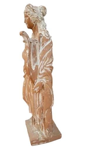 Antique Hellenistic Terra Cotta Statue of Goddess Playing The Harp - 7