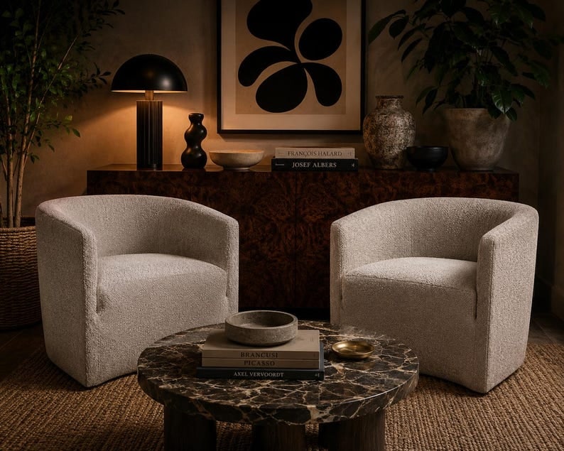MCM Barrel Back Lounge Chairs Newly Reupholstered - Pair (1 of 8)