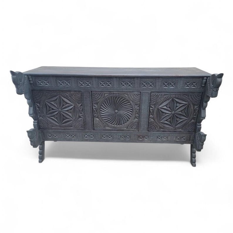 Vintage Chinese Carved Sideboard with Horse Motifs (1 of 8)