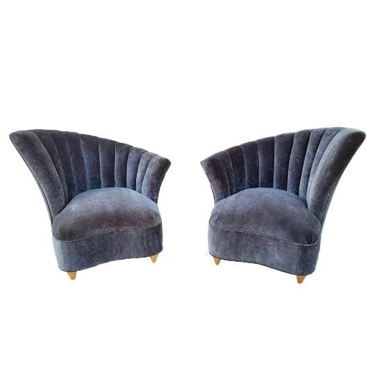 MCM Asymmetrical Lounge Chairs and Ottoman Newly Reupholstered - 5