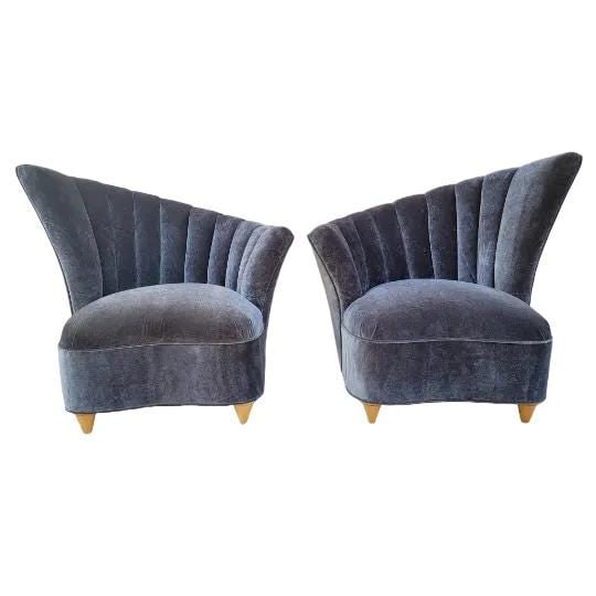 MCM Asymmetrical Lounge Chairs and Ottoman Newly Reupholstered - 6