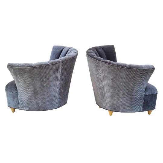 MCM Asymmetrical Lounge Chairs and Ottoman Newly Reupholstered - 8