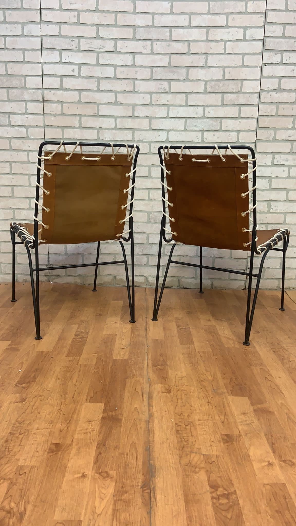 Mid-Century Modern Leather Sling Chairs – Pipsan Saarinen Swanson for Ficks Reed, Newly - 5