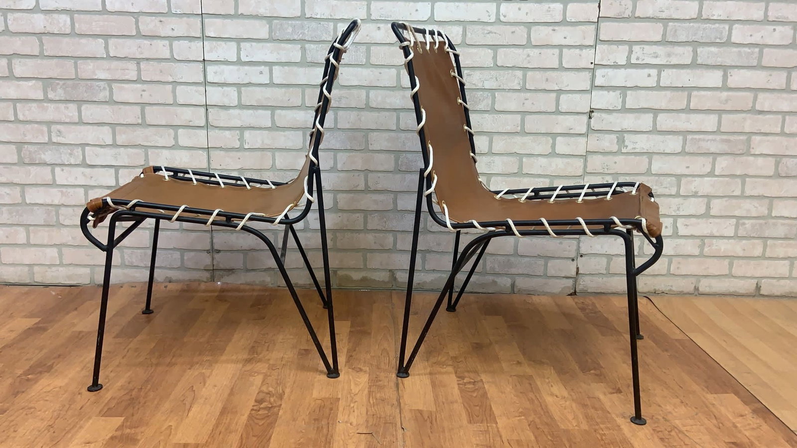 Mid-Century Modern Leather Sling Chairs – Pipsan Saarinen Swanson for Ficks Reed, Newly - 8