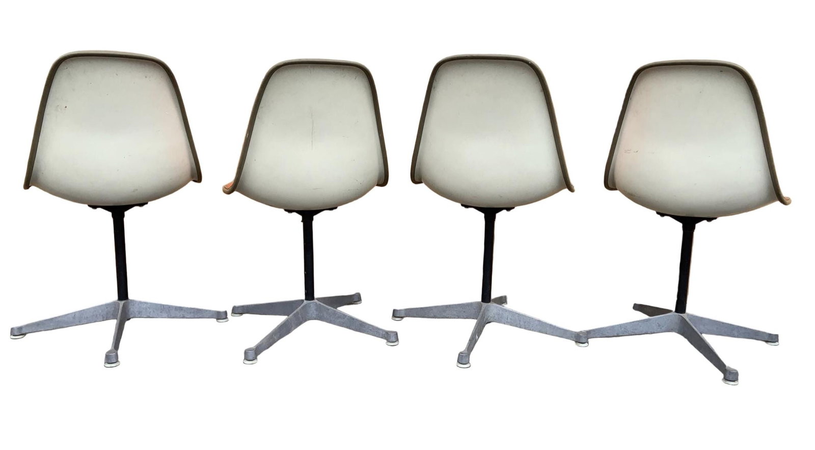 Mid Century Herman Miller Swivel Shell Chairs – Set of 4 Orange Vinyl - 6