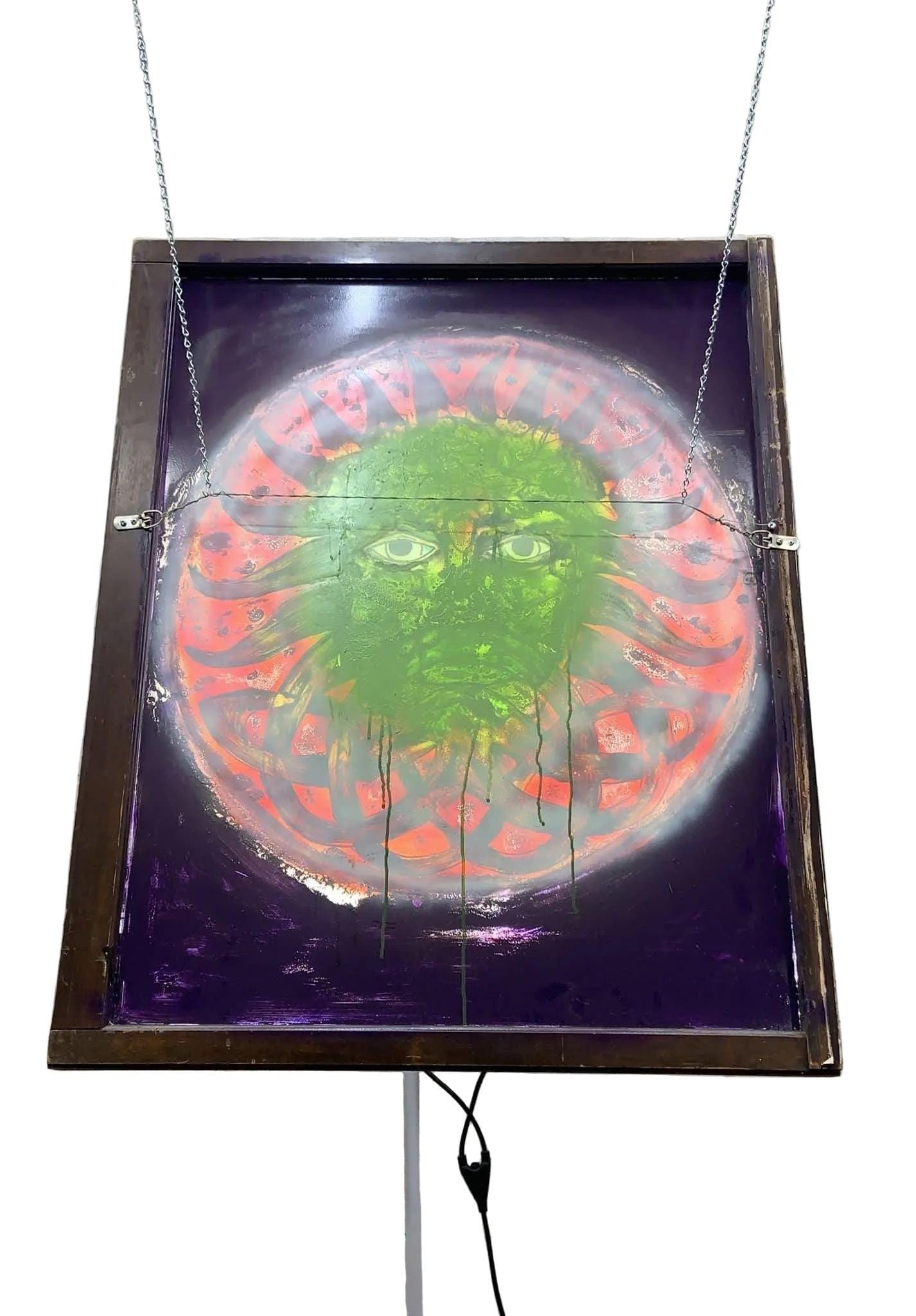 Vintage Reverse Painted Glass Wall Art Signed by Mark Narens - 3