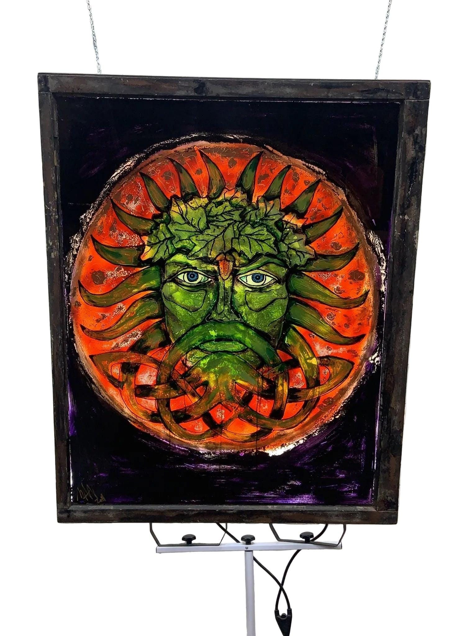 Vintage Reverse Painted Glass Wall Art Signed by Mark Narens - 5