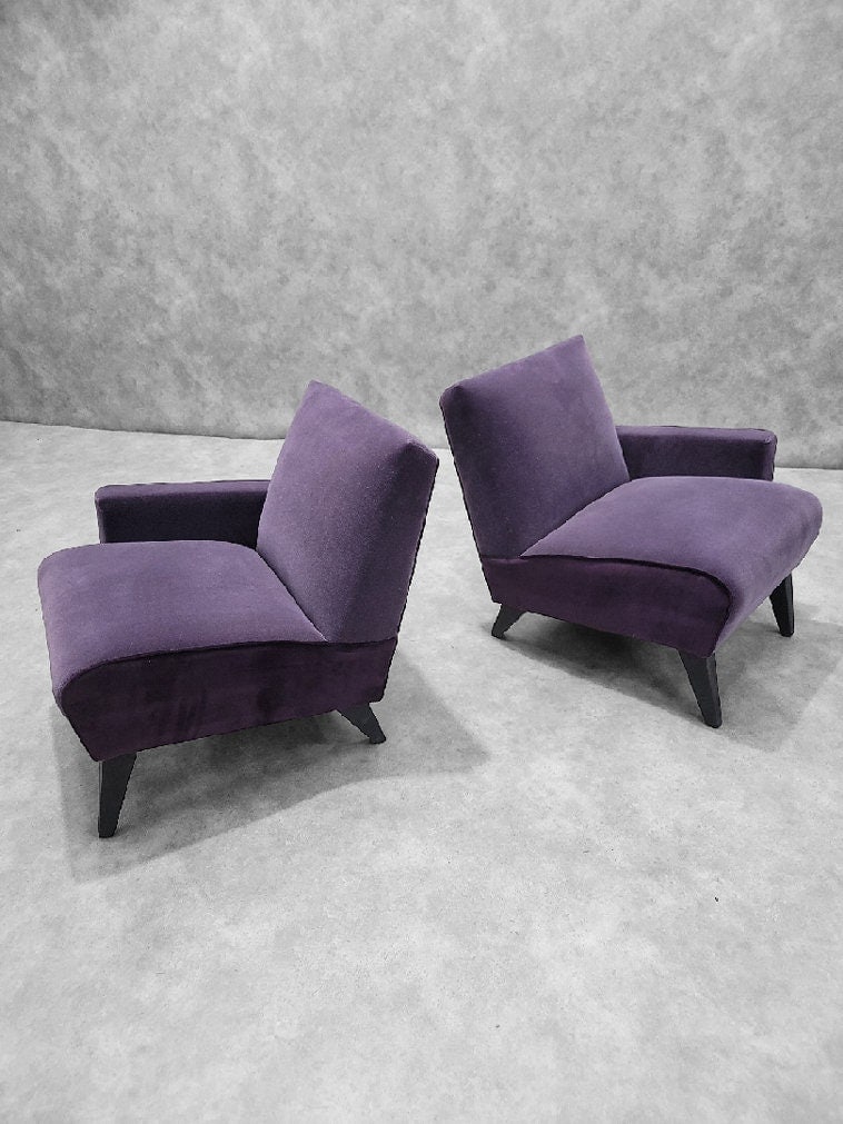 Mid Century Modern Jens Risom Split Single Arm Lounge Chairs- Set of 2 - 8