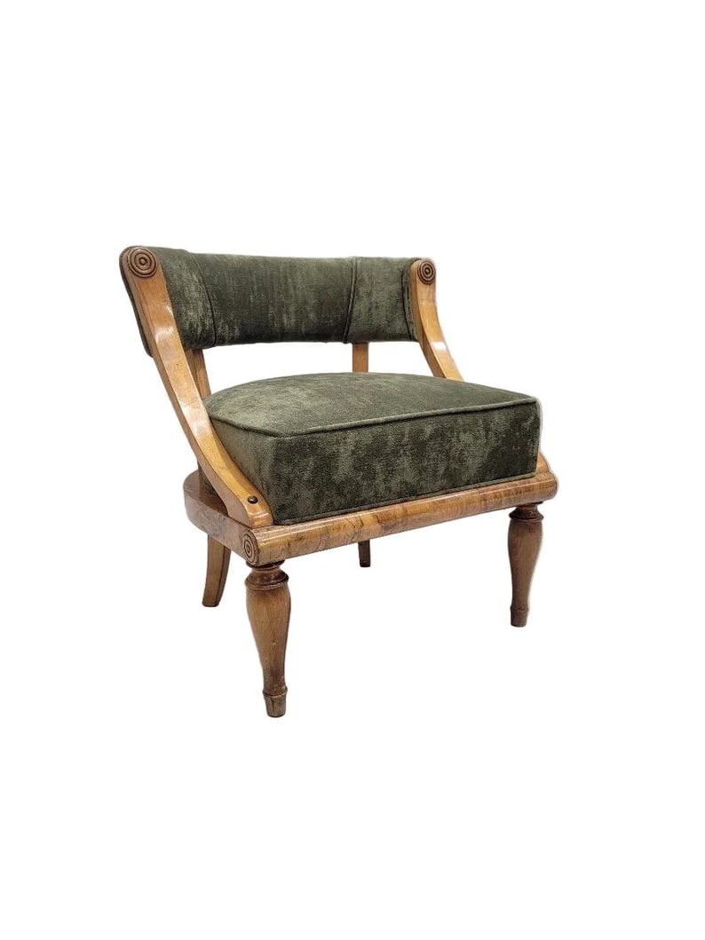 Antique Austrian Biedermeier Burled Accent Chair (1 of 7)