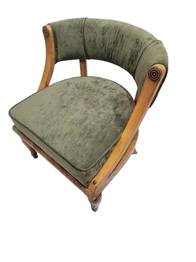 Antique Austrian Biedermeier Burled Accent Chair - 4