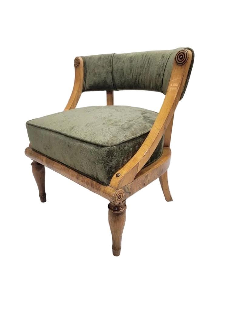 Antique Austrian Biedermeier Burled Accent Chair - 6