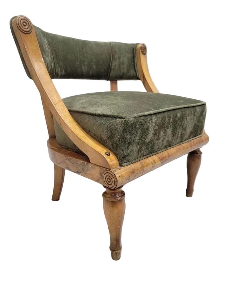 Antique Austrian Biedermeier Burled Accent Chair - 7