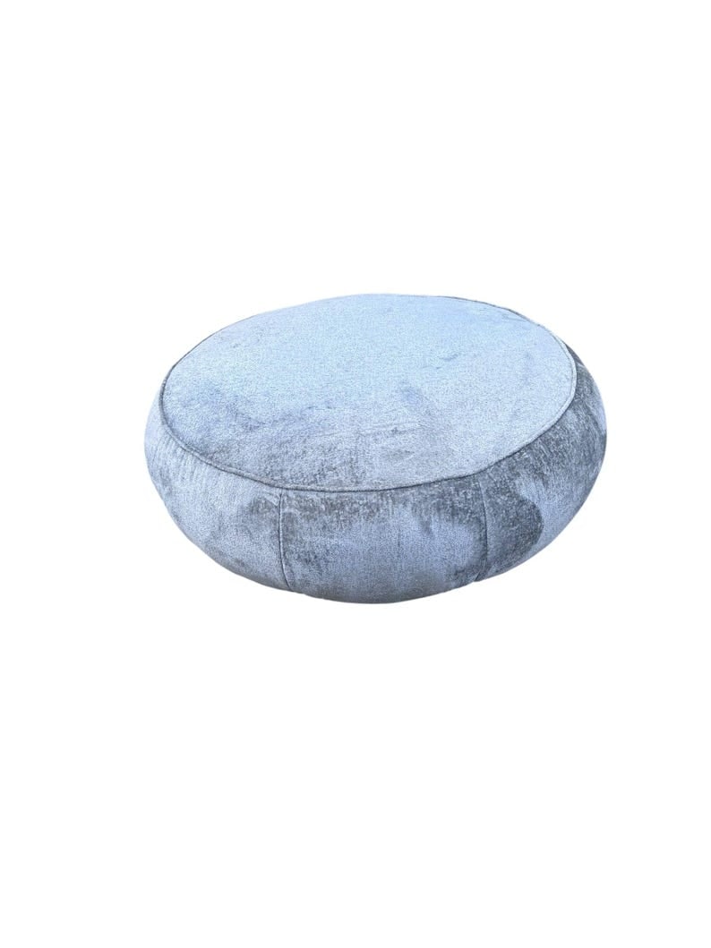 Postmodern Italian Ottoman by Ichiro Iwasaki for Arper Italy Newly Reupholstered: Title: Postmodern Italian Ottoman by Ichiro Iwasaki for Arper Italy Newly Reupholstered Description: ; Postmodern Italian Ottoman by Ichiro Iwasaki for Arper Italy Newly Reupholstered in a Blue Chenil