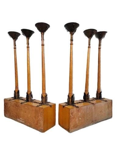 Antique English Gothic Removable Candle Torch Set - Pair - 4