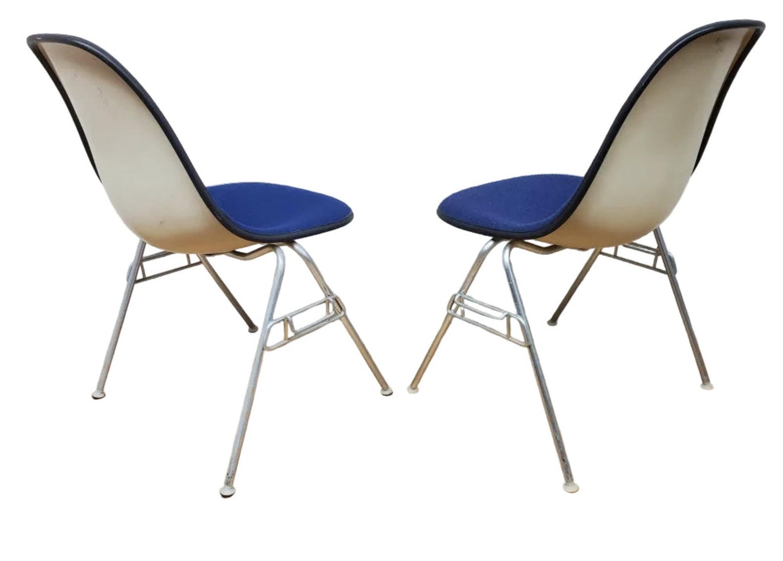 Mid Century Modern Herman Miller Shell Dining Chairs in Blue - Set of 4 - 3