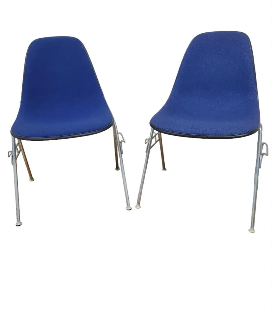 Mid Century Modern Herman Miller Shell Dining Chairs in Blue - Set of 4 - 5
