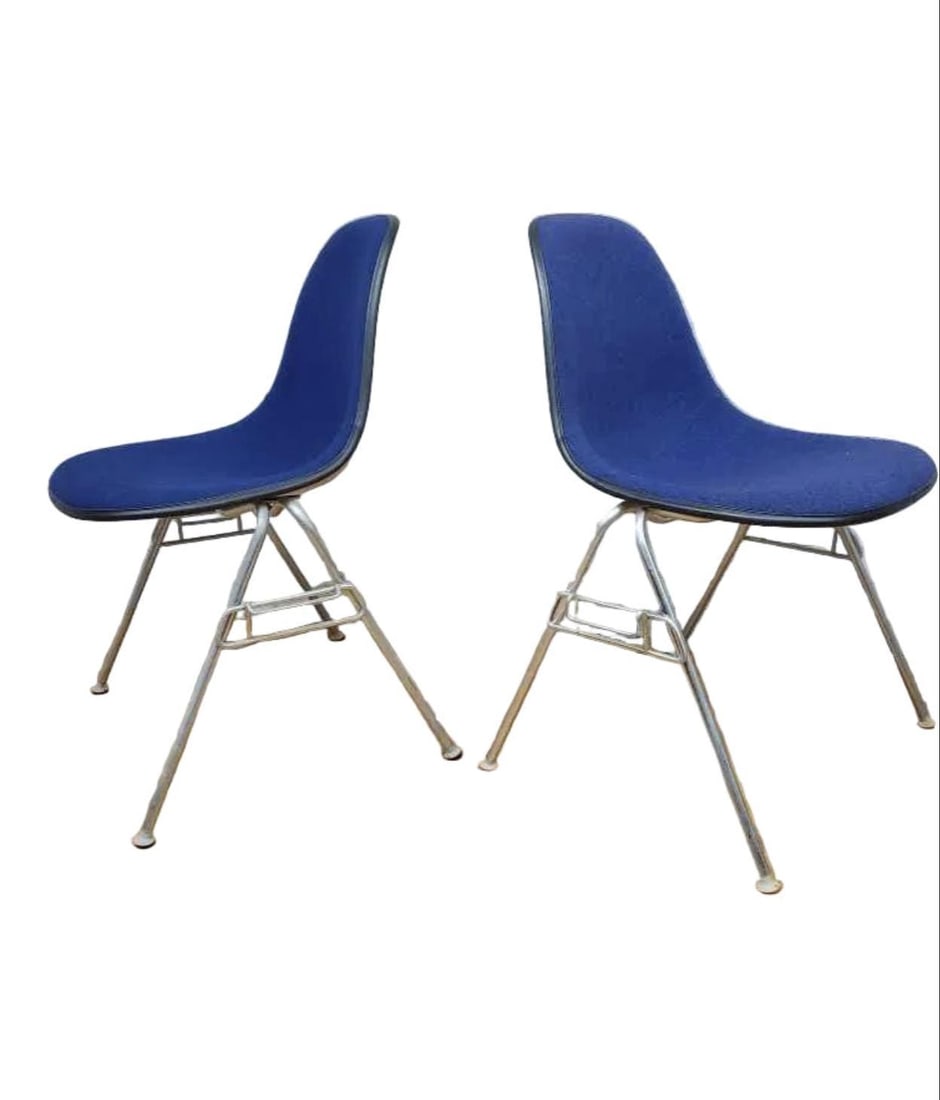 Mid Century Modern Herman Miller Shell Dining Chairs in Blue - Set of 4 - 7