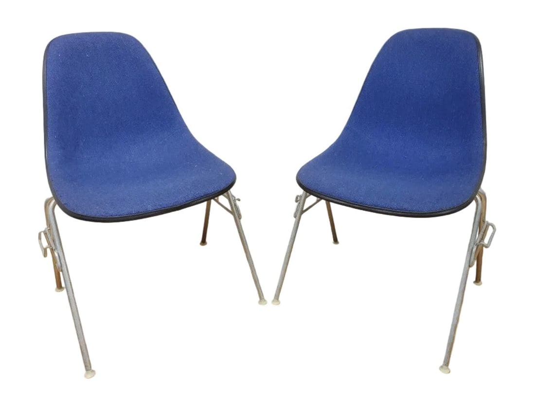 Mid Century Modern Herman Miller Shell Dining Chairs in Blue - Set of 4 - 8