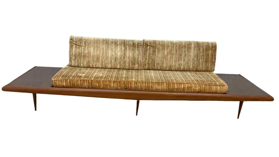 Mid Century Modern Adrian Pearsall Oak Daybed Sofa with Floating End Tables - 4