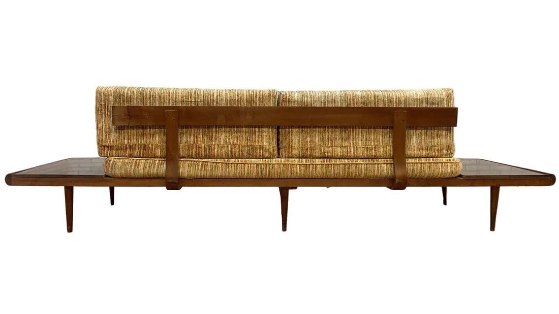 Mid Century Modern Adrian Pearsall Oak Daybed Sofa with Floating End Tables - 6