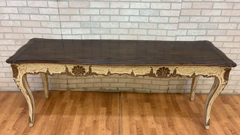 Vintage French Provincial Hand Carved Console Table (1 of 1)