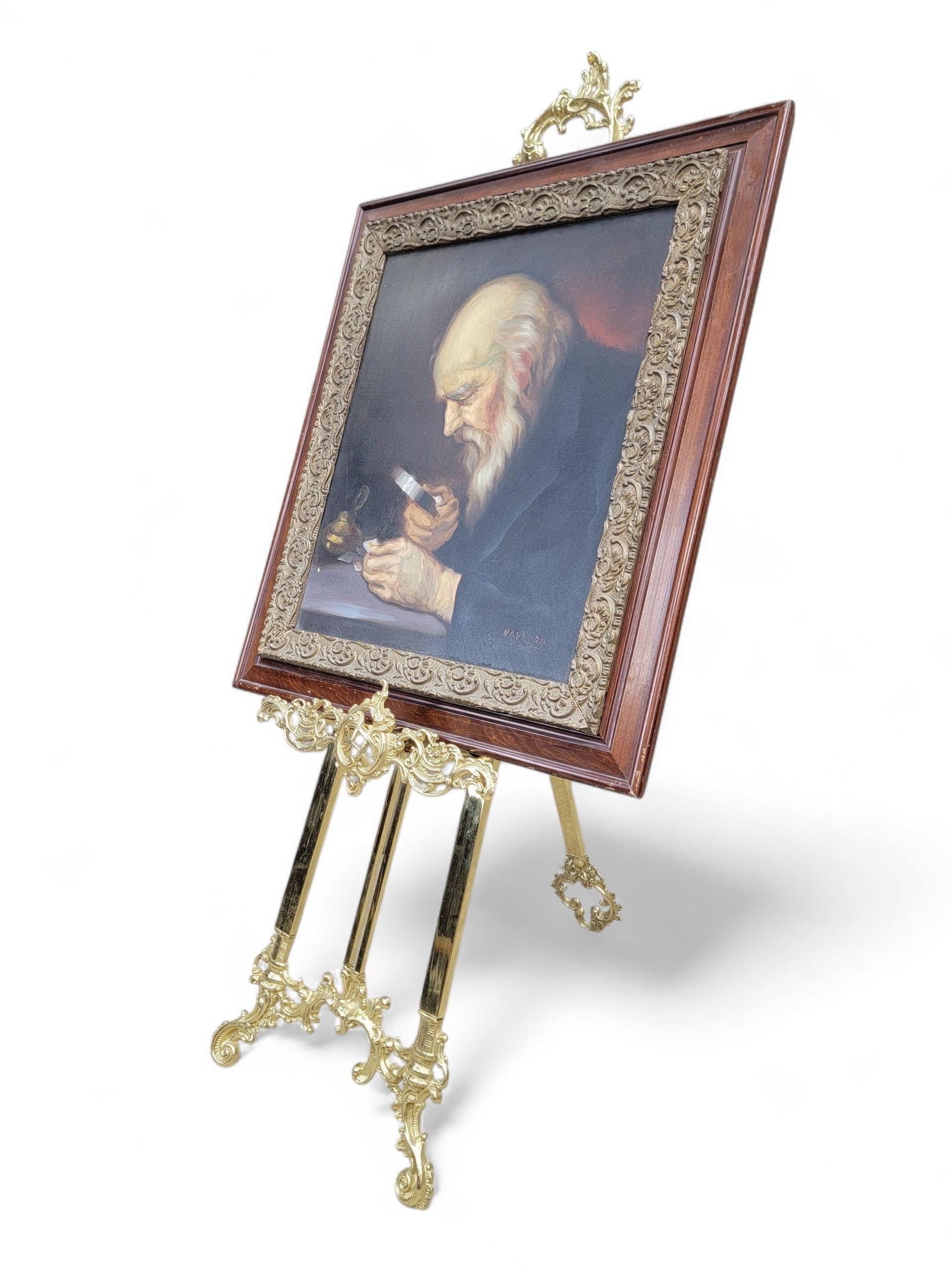 Antique Painting in Style of ”The Collector”, Signed by Navarro - 3