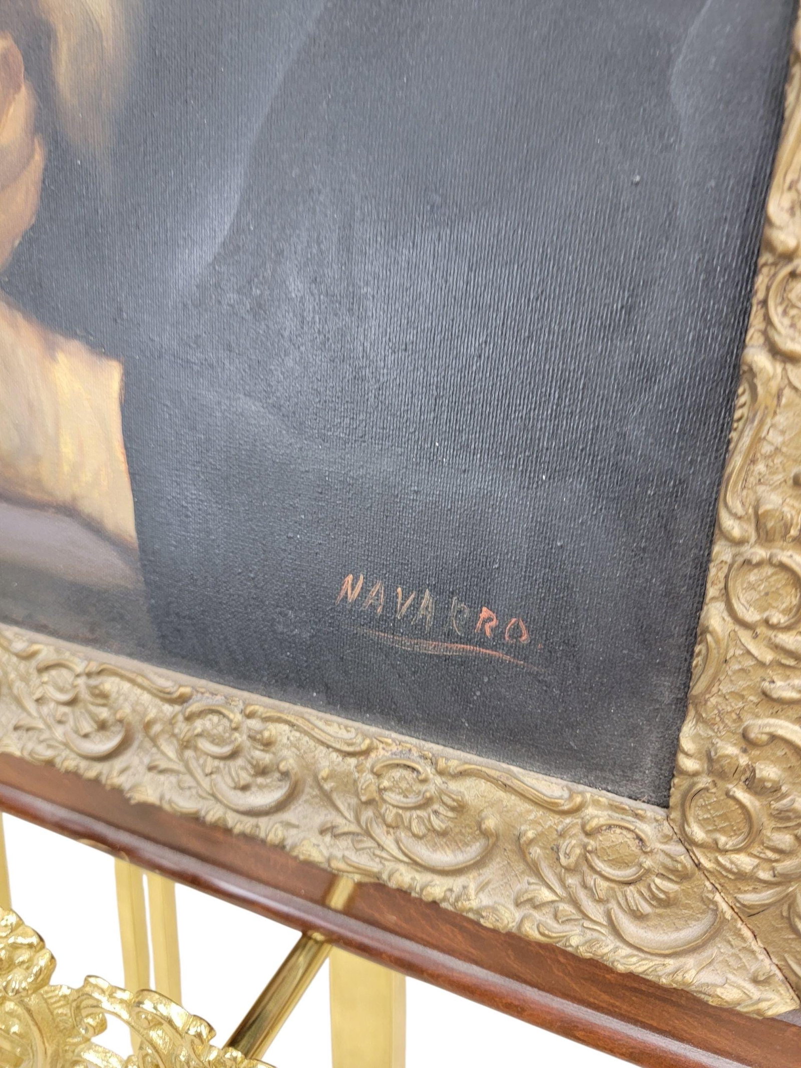 Antique Painting in Style of ”The Collector”, Signed by Navarro - 4