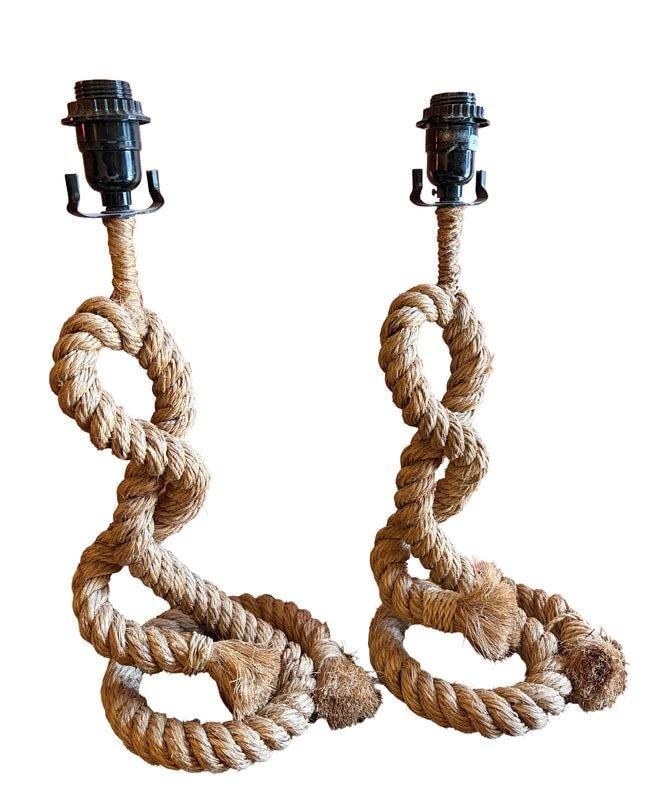 Vintage Nautical Style Rope Table Lamps - Pair - 2
