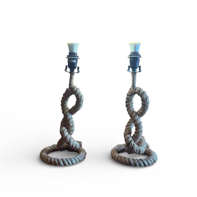 Vintage Nautical Style Rope Table Lamps - Pair - 5