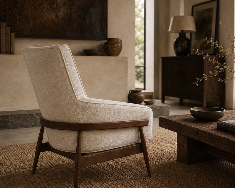 MCM High Barrel Back Lounge Chair by Fairfield Chair Co. Newly Reupholstered: Title: MCM High Barrel Back Lounge Chair by Fairfield Chair Co. Newly Reupholstered Description: ; MCM High Barrel Back Lounge Chair by Fairfield Chair Co. Newly Reupholstered Mid-century modern high
