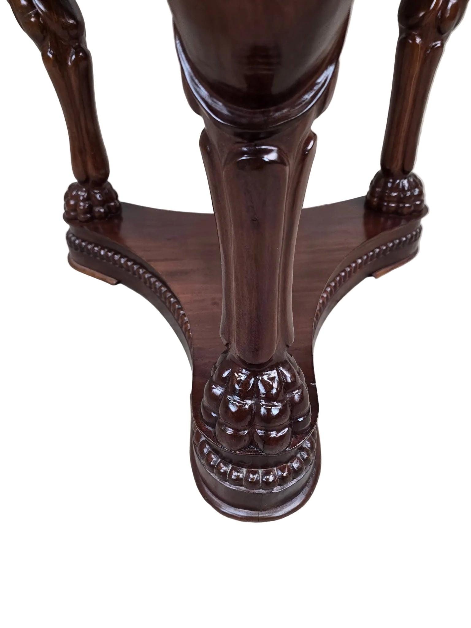Vintage Indonesian Neoclassical Style Winged Caryatid Marble Top Center Table - 8
