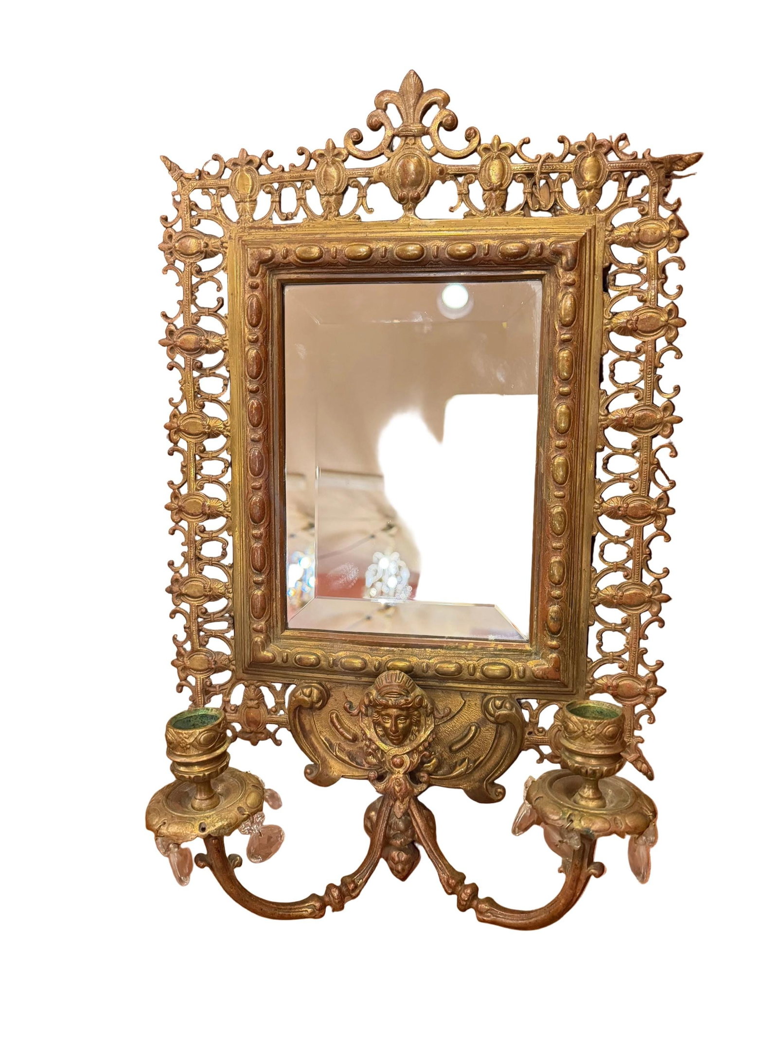 Antique Victorian Style Figural Wall Mirror Candle Sconces - 2