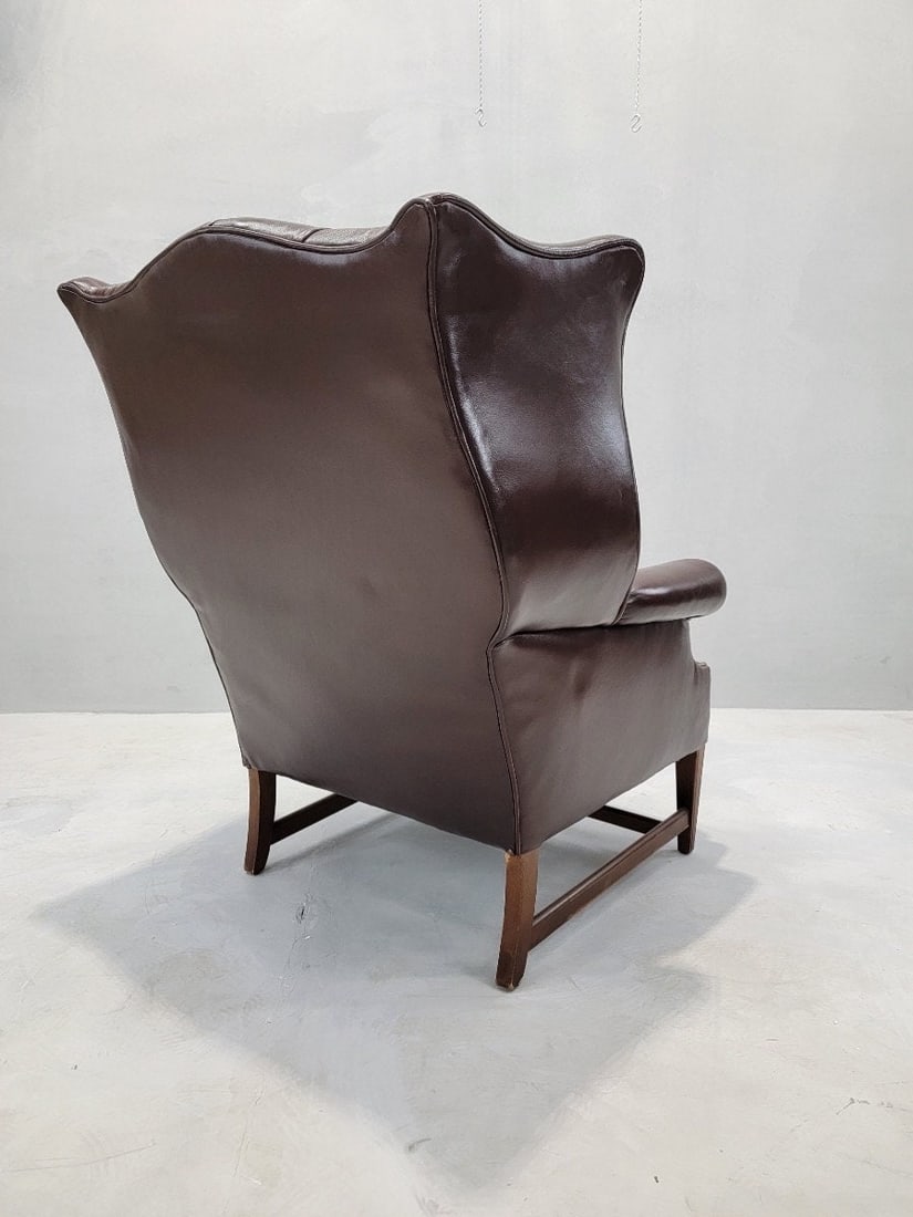 Vintage English Chesterfield Style Wingback Chair Newly Upholstered in Leather - 7
