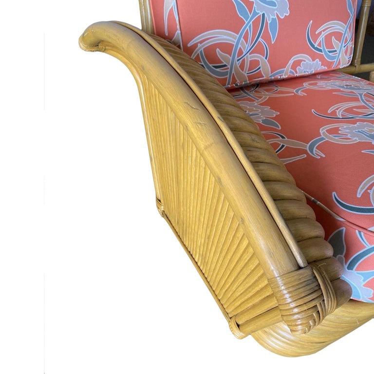 Restored "Golden Girls" Art Deco Rattan "Fan Arm" Three-Seat Sofa - 4