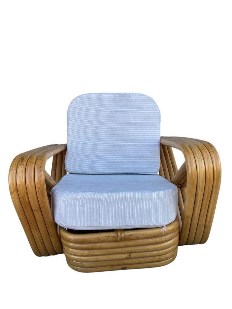 Restored Mid-century Child Size 4-Strand Square Pretzel Rattan Lounge Chair, Pai - 3