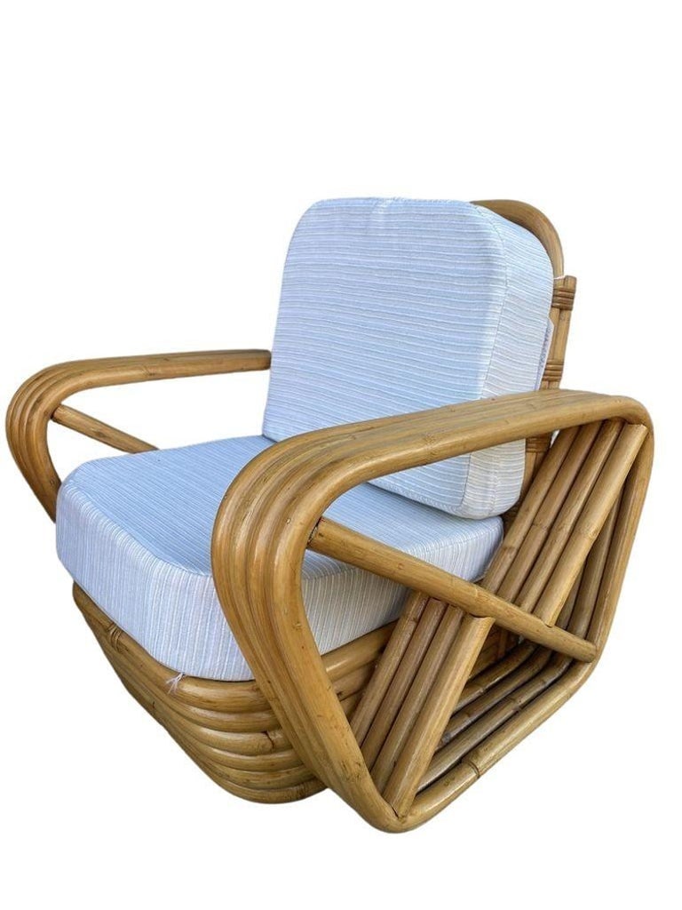 Restored Mid-century Child Size 4-Strand Square Pretzel Rattan Lounge Chair, Pai - 4