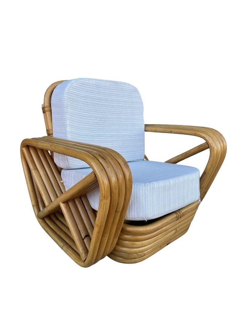Restored Mid-century Child Size 4-Strand Square Pretzel Rattan Lounge Chair, Pai - 5